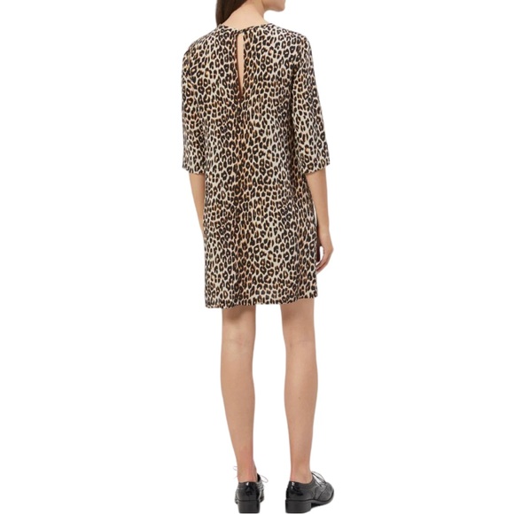 Equipment Silk Aubrey Dress Shift Leopard Print size Large Crew Neck Pockets - Picture 3 of 12